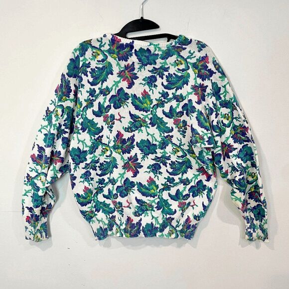 Clasile Vintage Knitted Sweater Floral Print Boat Neck White Size M - Picture 3 of 5